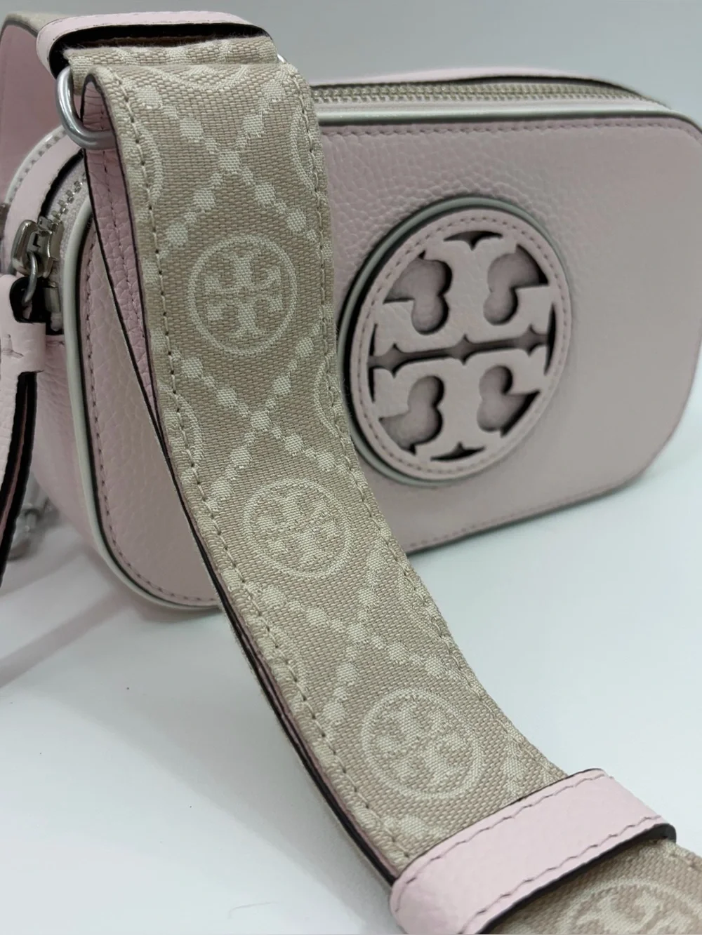 Tory Burch Mini Miller Leather Crossbody Bag Pale Pink